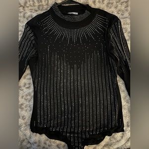 Rhinestone mesh bodysuit